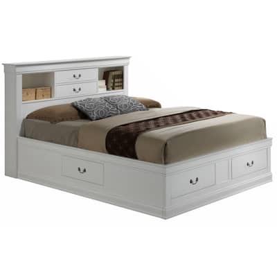 White Platform Bed with Storage, Full Size