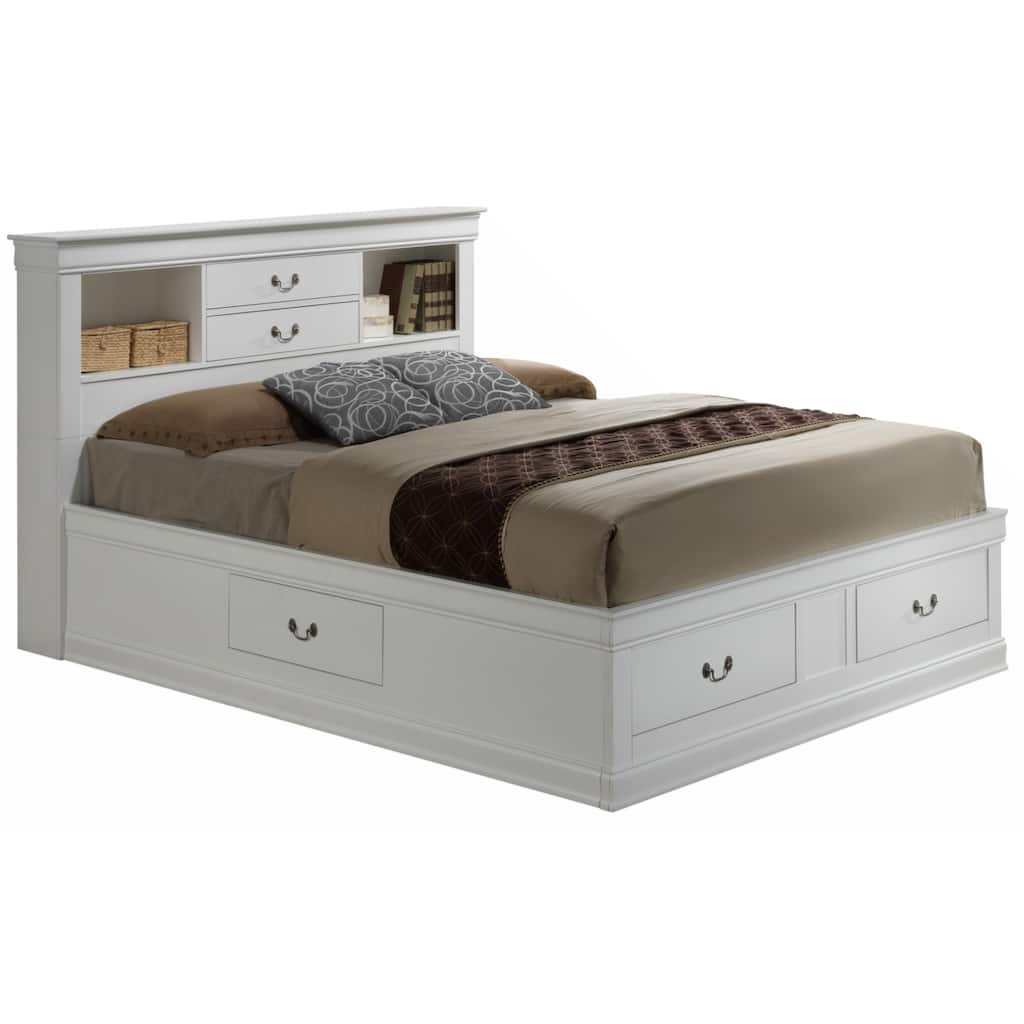 White Platform Bed with Storage, Full Size