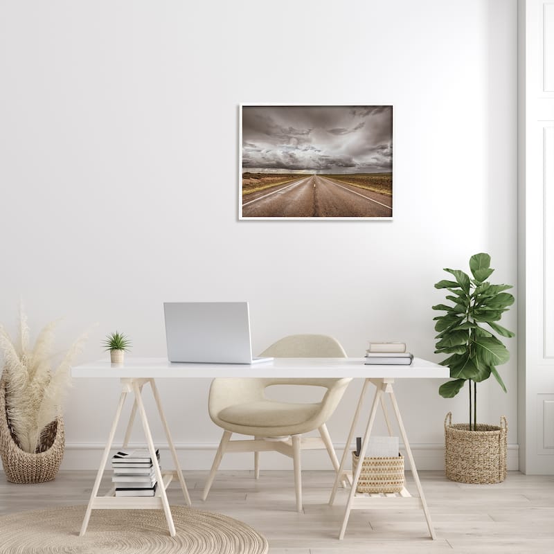 Stupell Open Road under Stormy Sky Western Landscape Framed Wall Art - Multi-Color