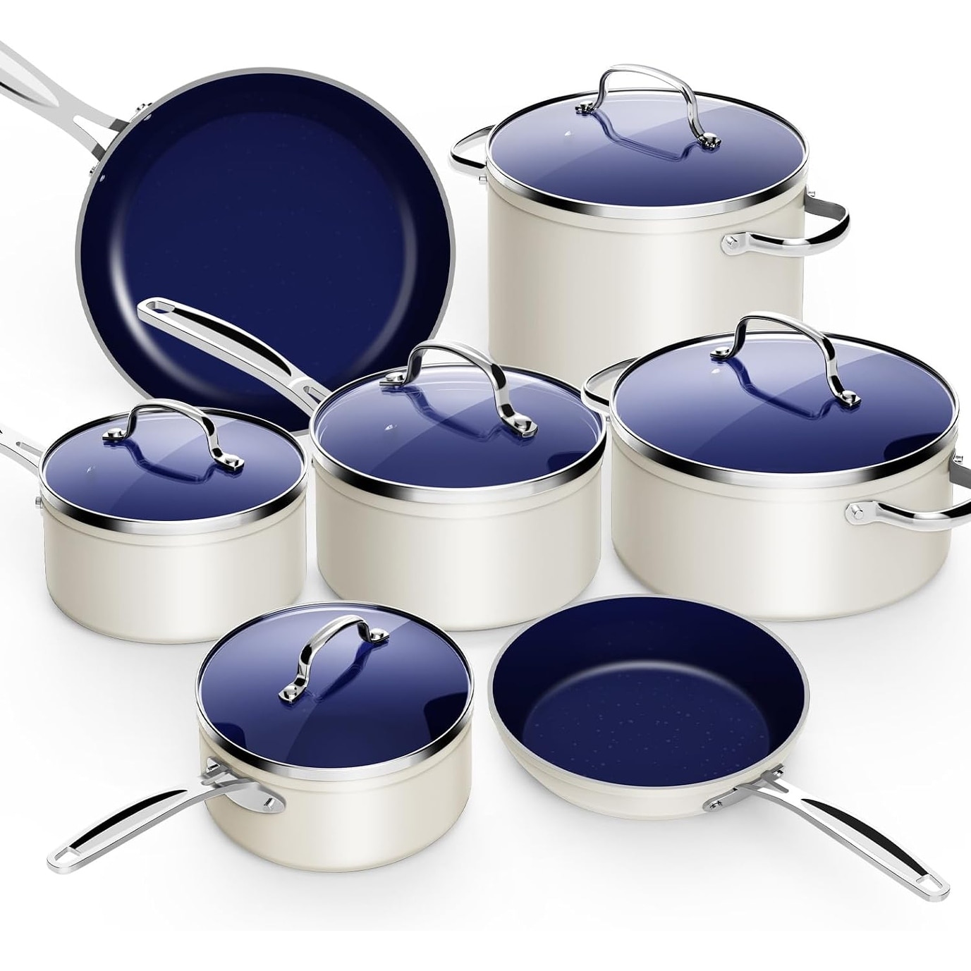 NuWave Duralon Blue 12 Piece Ceramic Non Stick Cookware Set Bed Bath Beyond 39222149