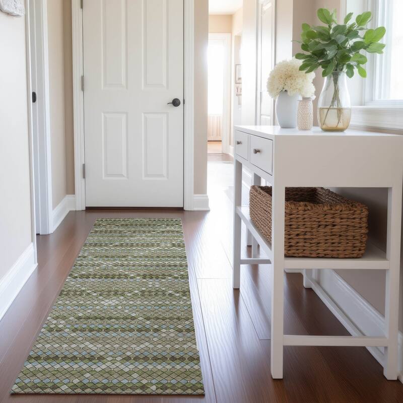 Premium Washable Super Soft Trellis Ombre Mayfield Rug - Aloe - 2'3" x 7'6"