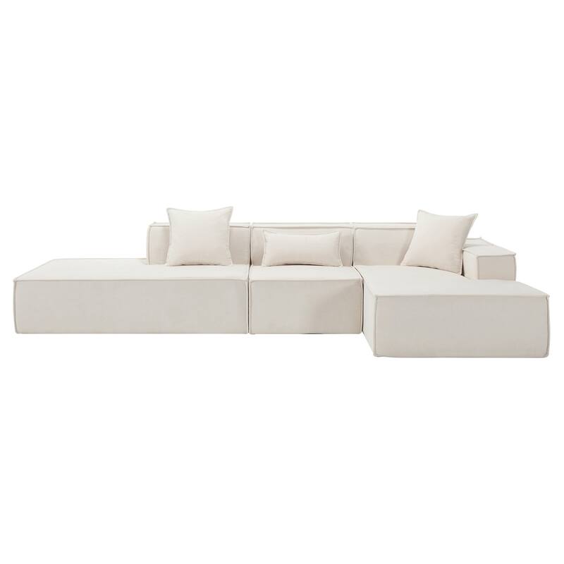 Modular combination living room sofa set, L-shaped, Beige - Beige+Left