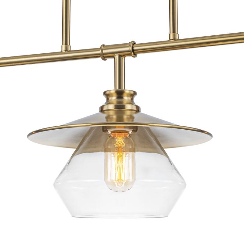 Modern 3-Light Linear Pendant Light with Clear Glass Lampshades - Dia.42.13-in