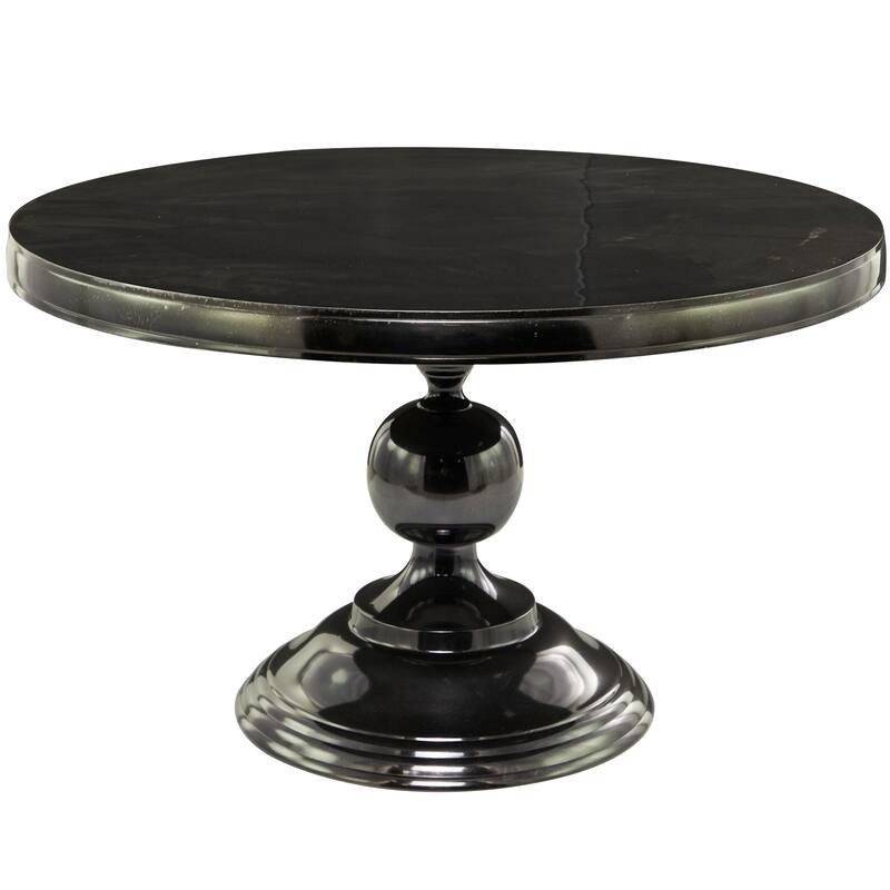 Black Aluminum Coffee Table with Pedestal Base