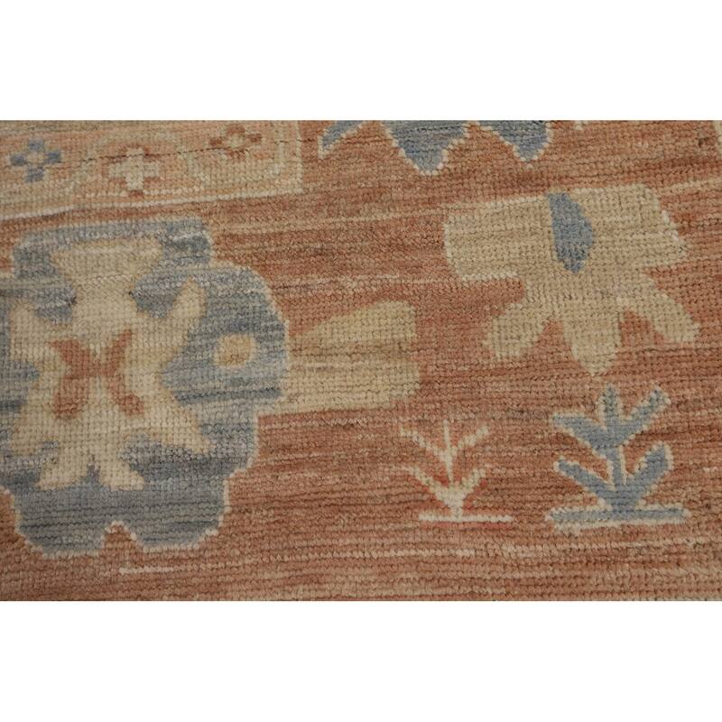 Orange Oushak Turkish Area Rug Handmade Vegetable Dyewool Carpet - 9'4"x 12'0"