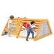 preview thumbnail 4 of 6, 5-in-1 Jungle Gym Wooden Wall Climber Playground with Slide Rock Wall Rope Perfect for Kids' Rooms - 73" x 57" x 24" (L x W x W)
