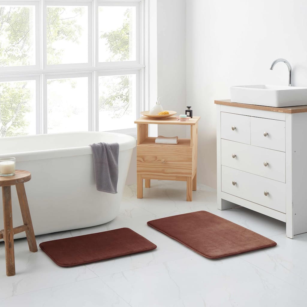 Sweet Home Collection Memory Foam 2 Piece No Slip Back Bath Mat Rug Sets