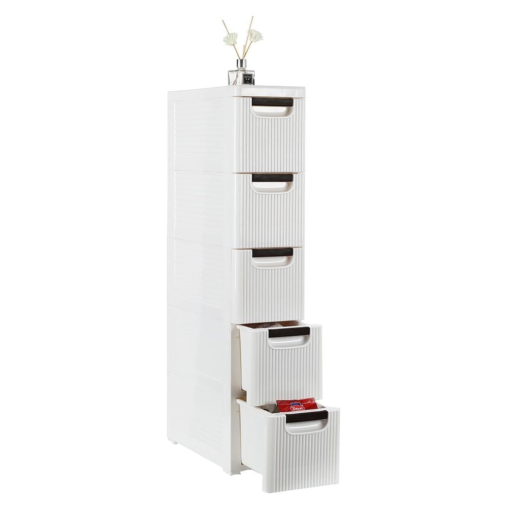 Free Shipping on 5-Tier Narrow Slim Container Cabinet White