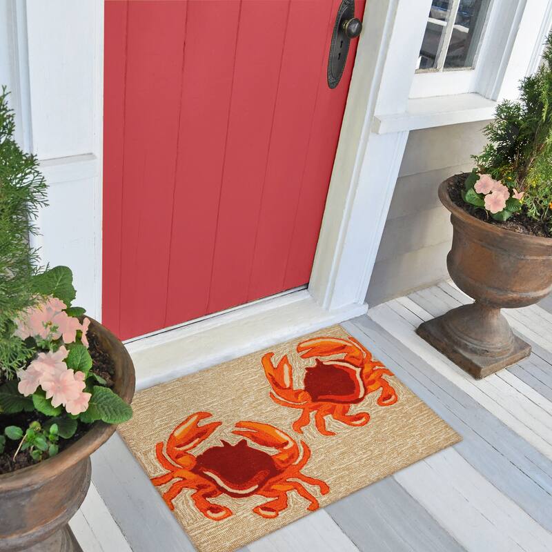Liora Manne Frontporch Crabs Indoor/Outdoor Mat - 1'8" x 2'6" - Natural