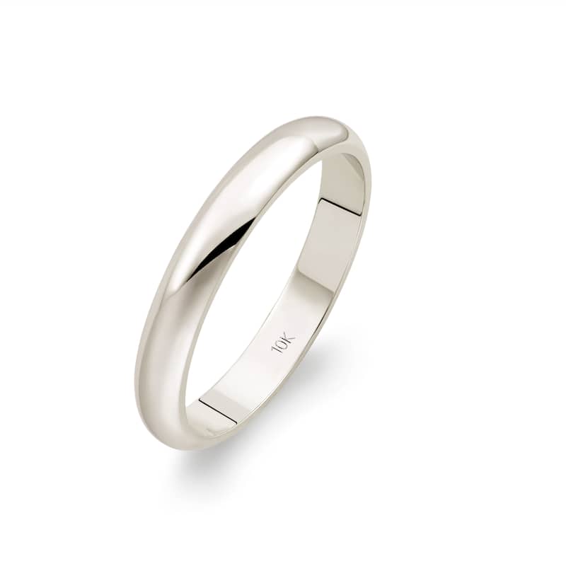 Clover White Gold High-Polish Classic Wedding Band - 4 (3mm) - 10k
