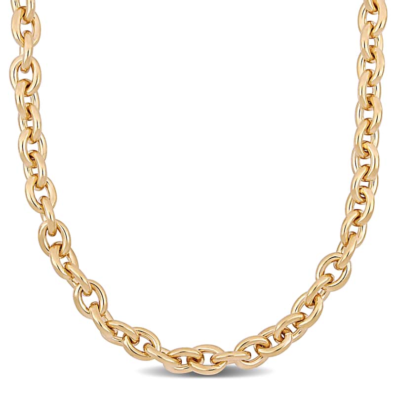 Miadora Yellow Plated Sterling Silver Oval Link Necklace
