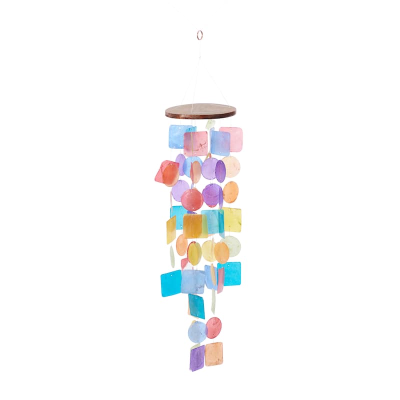 Teal Capiz Shell Waterfall Windchime