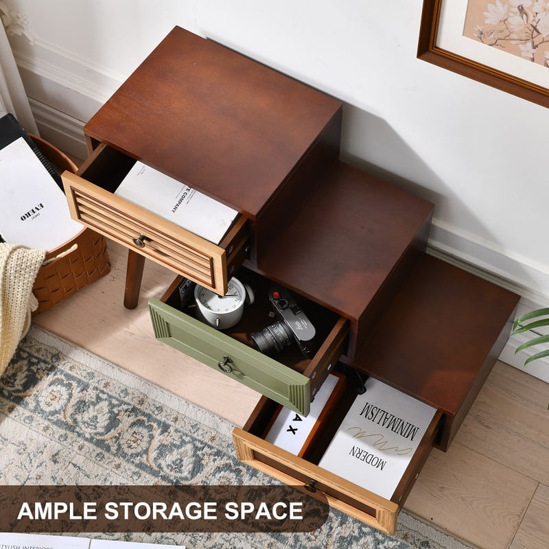 4-Drawer Cabinet With Artistic Mixed Materials