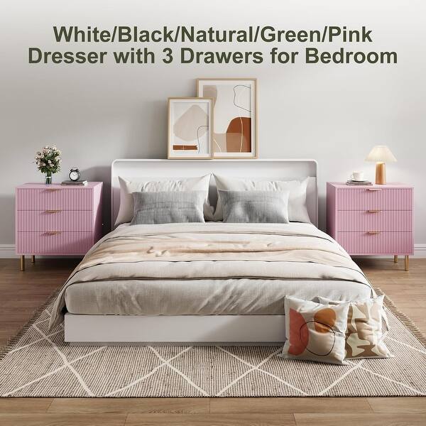 pink dresser with gold handles Beverly Dresser 7 Drawer in Pink with Gold by Newport Cottages