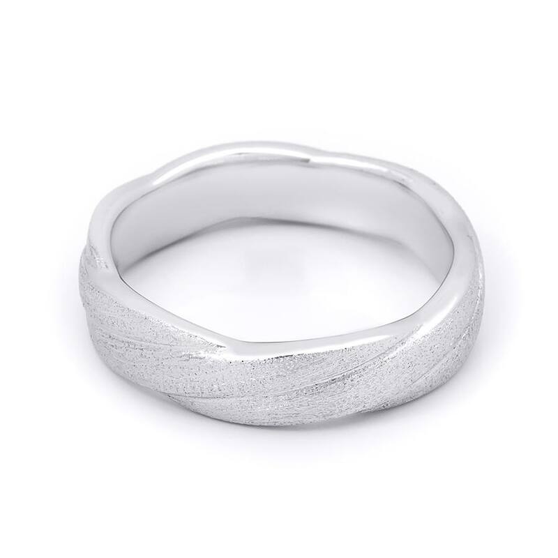 Sterling Silver 5mm Men's Textured Round Layered Infinity Band Ring