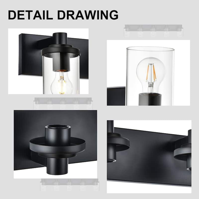5-Light Vintage Bathroom Vanity Light with Clear Glass Shades