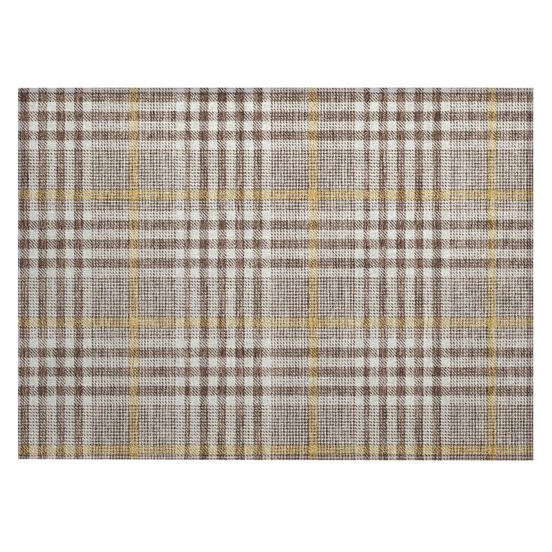 Machine Washable Indoor/ Outdoor Plaid Chantille Rug