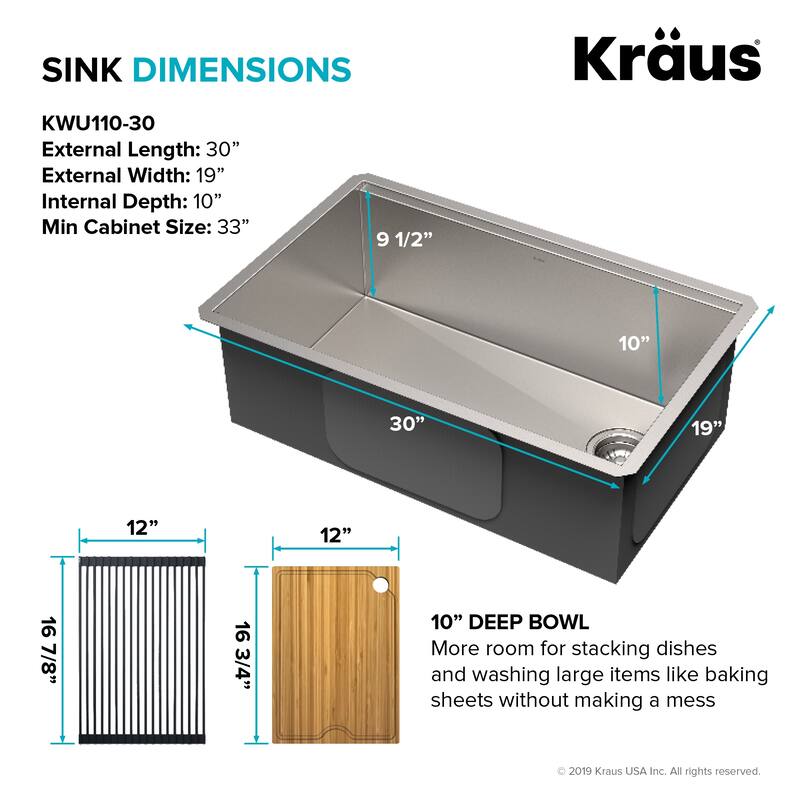 KRAUS Kore Workstation Undermount Stainless Steel Kitchen Sink