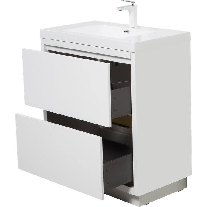 Abruzzo 24" Freestanding Bathroom Vanity with Stone Resin Sink and Two Soft Close Drawers
