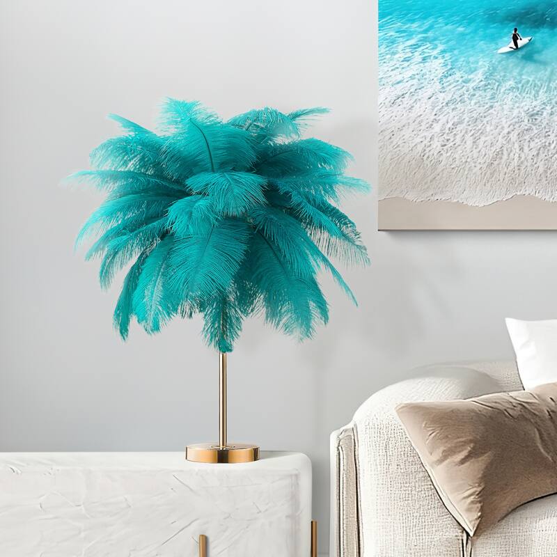 Feather Tripod Table Lamp With LED Bulbs