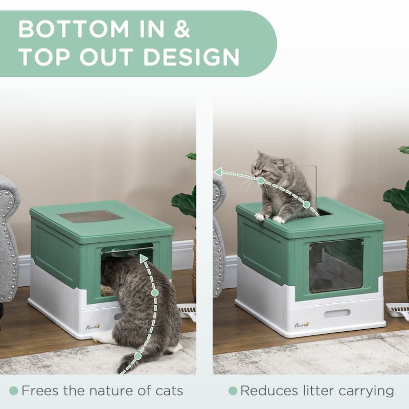 PawHut Fully Enclosed Cat Litter Box with Scoop