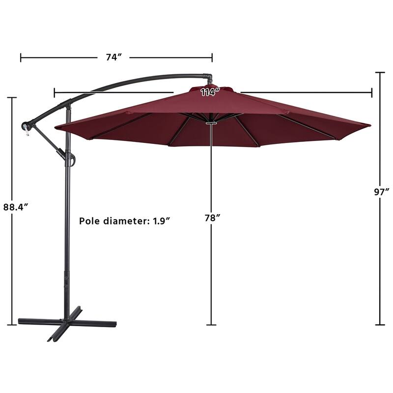 Yaheetech 10 Ft Patio Offset Umbrella Outdoor Hanging Cantilever Umbrella with Crank & Cross Base