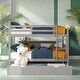 preview thumbnail 29 of 39, Full over Full Bunk Bed with Twin Size Trundle and Ladder Grey