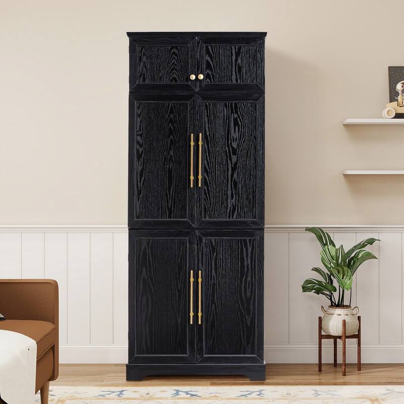 Farmhouse 78.2" Tall Kitchen Pantry Cabinet with Door Shelves, Adjustable Shelves and Hidden Drawer