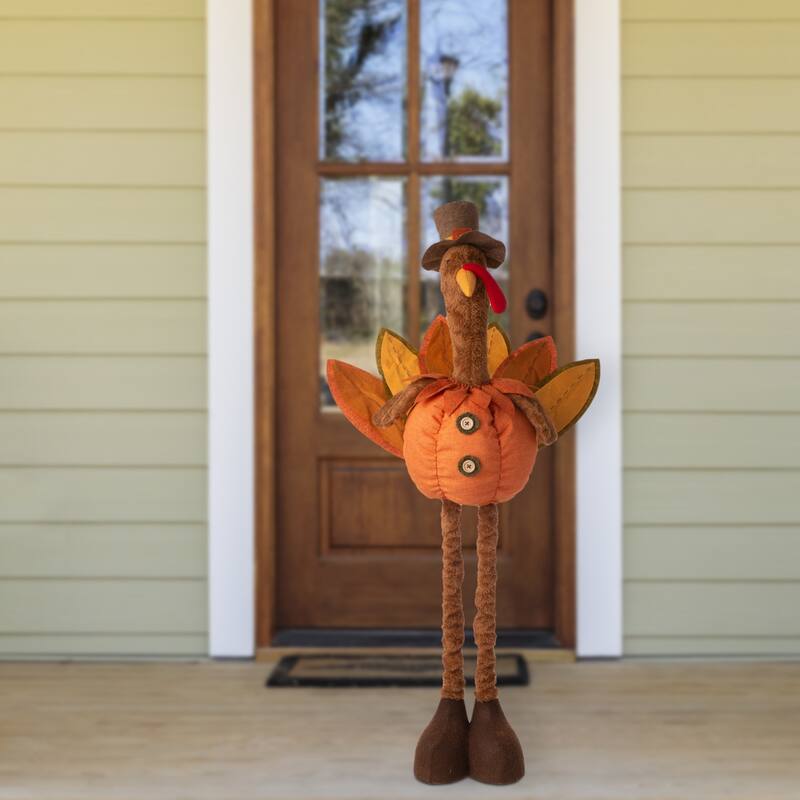 Glitzhome Set of 2 Thanksgiving LED Turkey Porch Decor With Telescoping Legs