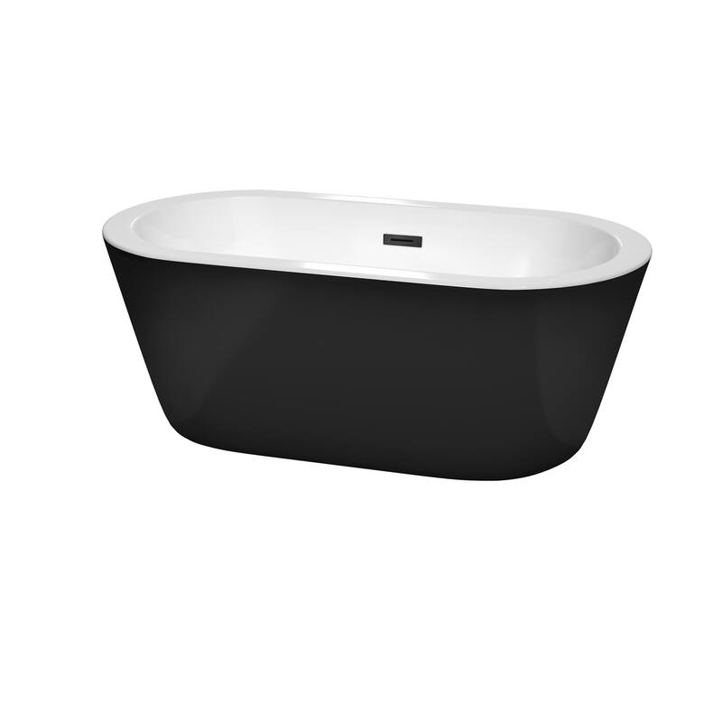 Wyndham Collection Mermaid 60" Free Standing Acrylic Soaking Tub with - Black / Matte Black Trim