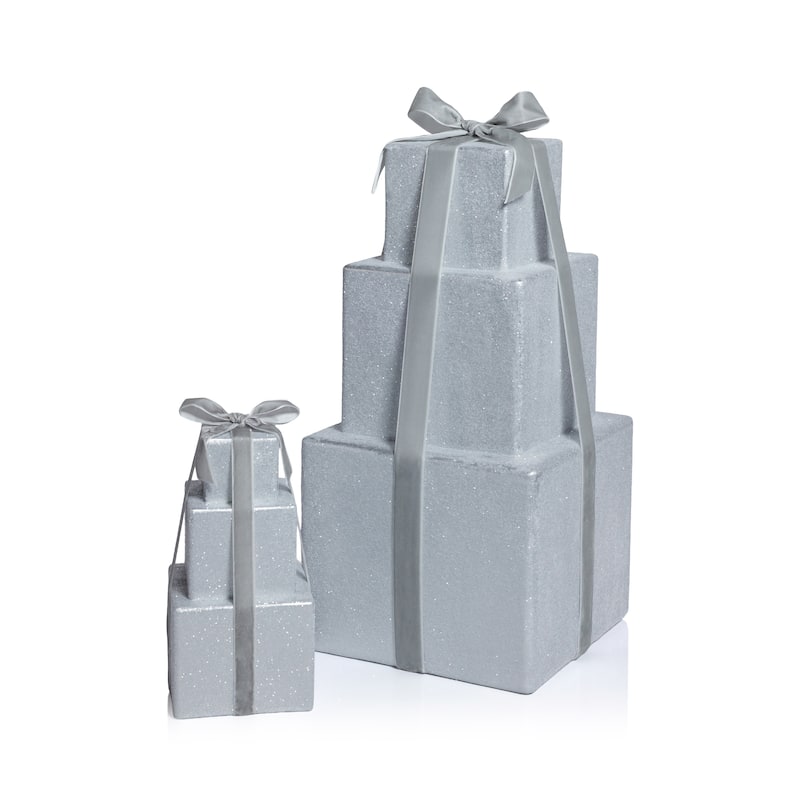 Stacked Presents Holiday Decorative Resin Figurine, 8.5" Tall