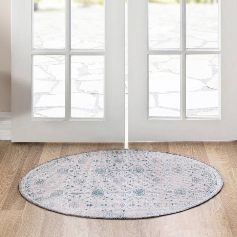 Transitional Rine Collection Area Rug - 2'x3'1" Oval - Ivory
