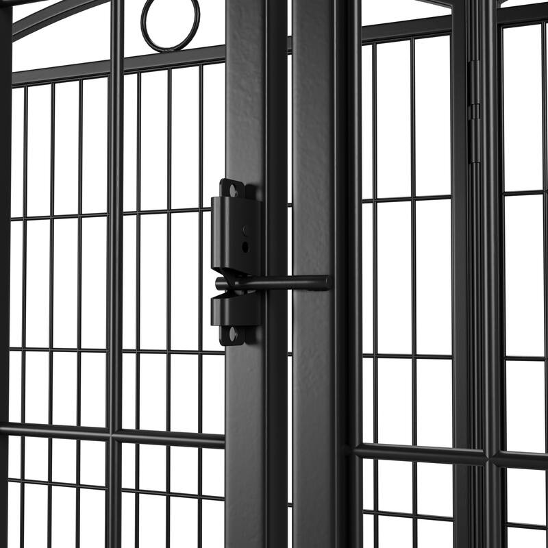 Black Iron Dog Fence Outdoor Pen Modular Rust-Resistant Design - 52” L x 52” W x 32” H