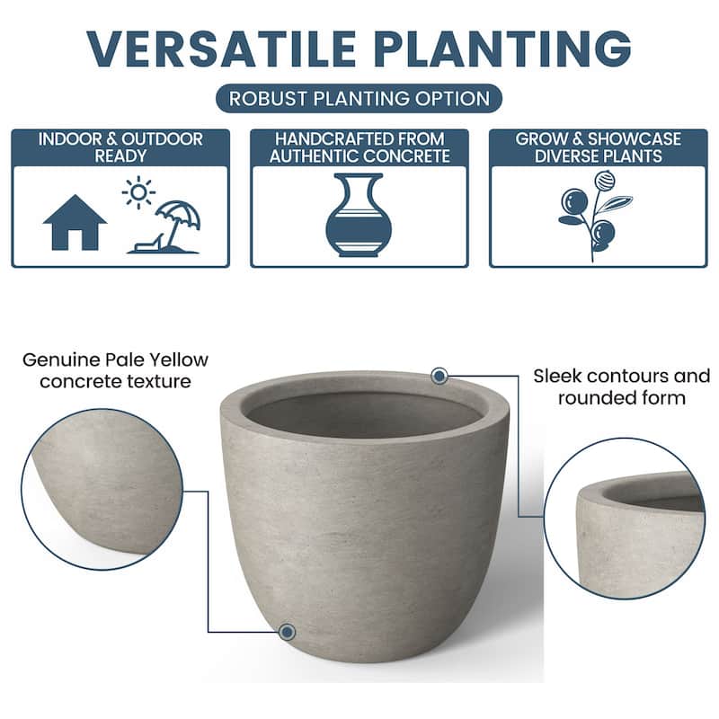Tall Concrete Round Plant Pots / Large Indoor and Outdoor flower Planters