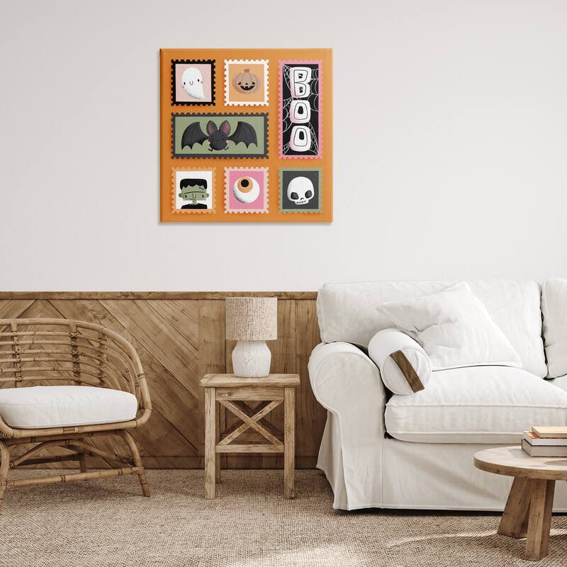 Stupell Spooky Cute Halloween Stamps Canvas Wall Art Design By Sarah Hickman