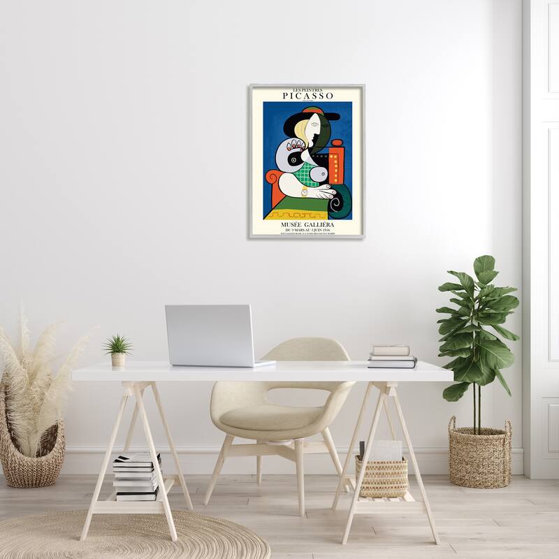 Stupell Picasso Classical Abstract Artist Red Chair Woman Framed Wall Art
