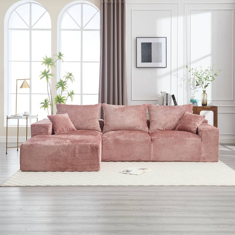 Floor Standing Chaise Lounge Couch L-shape Sectional Sofa with Ottoman