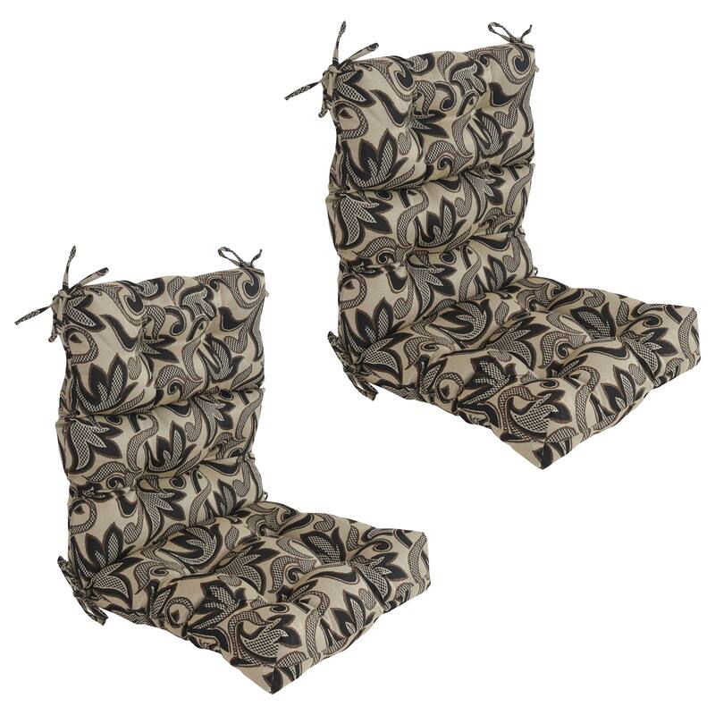 Tapestry Tufted Seat/Back Chair Cushion (Multiple Sizes) - 20 x 42 - Checkered Scroll - Set of 2