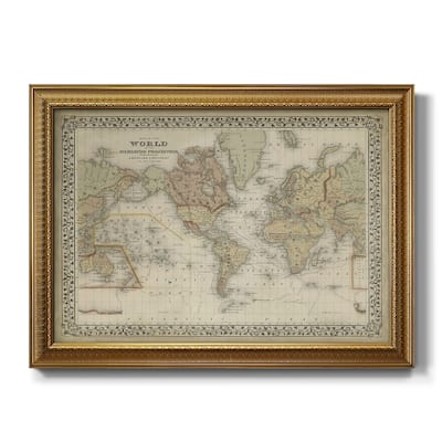 Mitchell's World Map Premium Framed Canvas- Ready to Hang