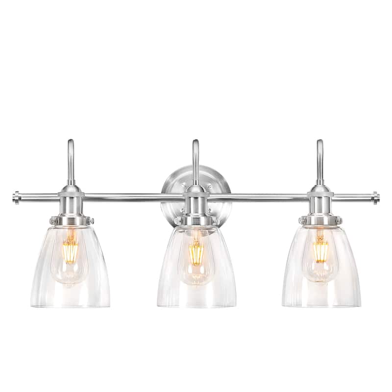 Annha Sand Nickel 3-Light Cone Glass Shade Wall Sconce