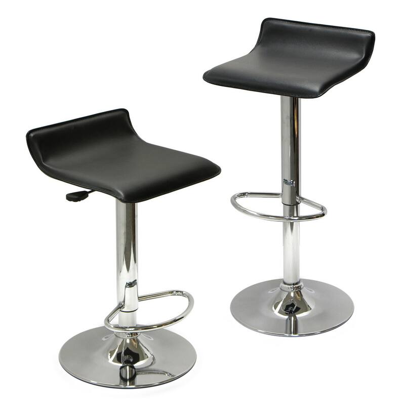 2-Pc Adjustable Swivel Stool Set, Black and Chrome - 15.16" W x 15.2" D x 33.35" H