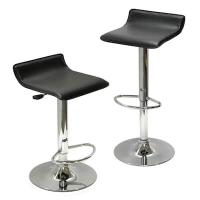 2-Pc Adjustable Swivel Stool Set, Black and Chrome - 15.16" W x 15.2" D x 33.35" H