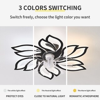 Flower Dimmable LED Ceiling Fan Transparent Blades Ceiling Fan, 6 Gear ...