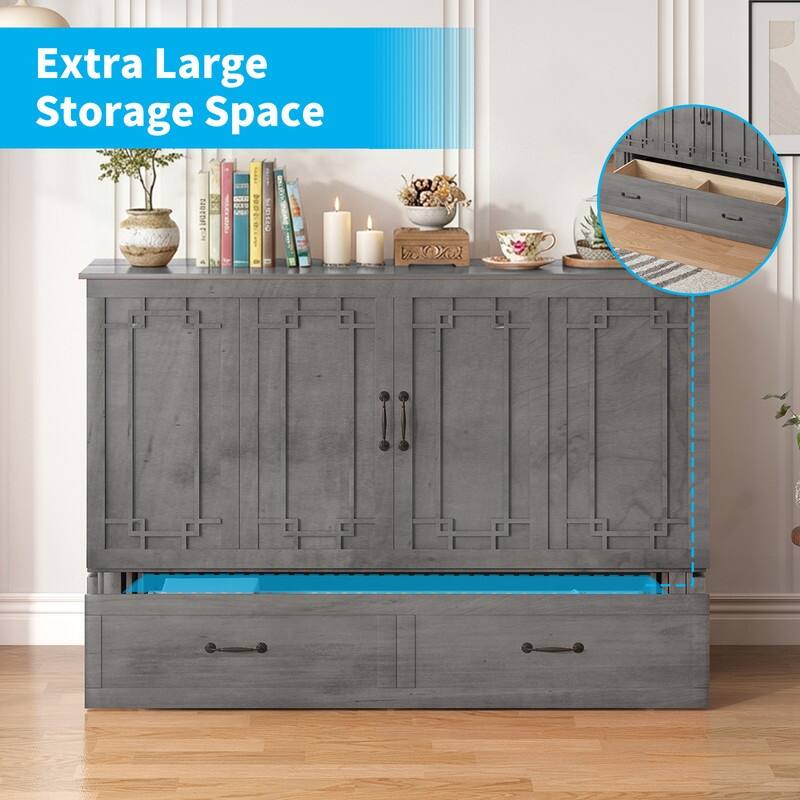 Mixoy Queen Size Murphy Bed with Mattress,Foldable Space-Saving Cube Cabinet Bed