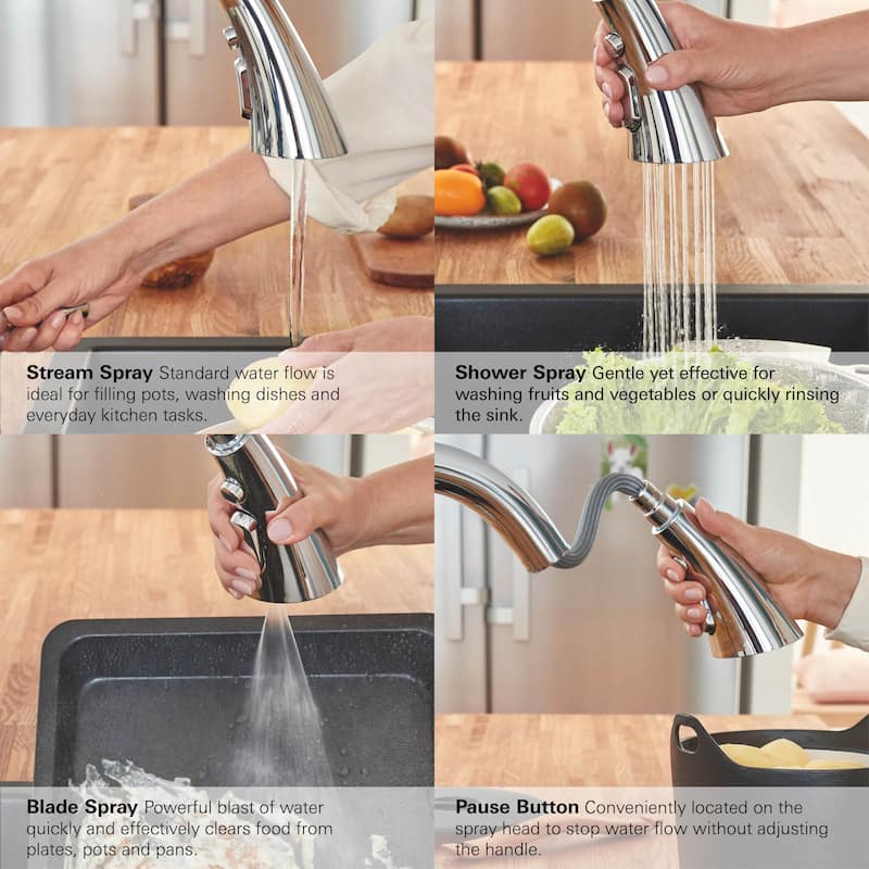 Grohe Zedra 1.75 GPM Single Hole Pull Down Kitchen Faucet with