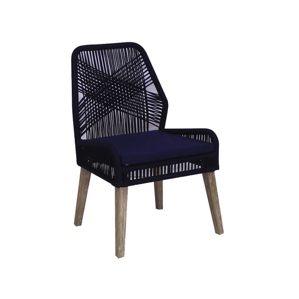Coaster Furniture Nakia Dark Navy Woven Rope Dining Chairs Set of 2