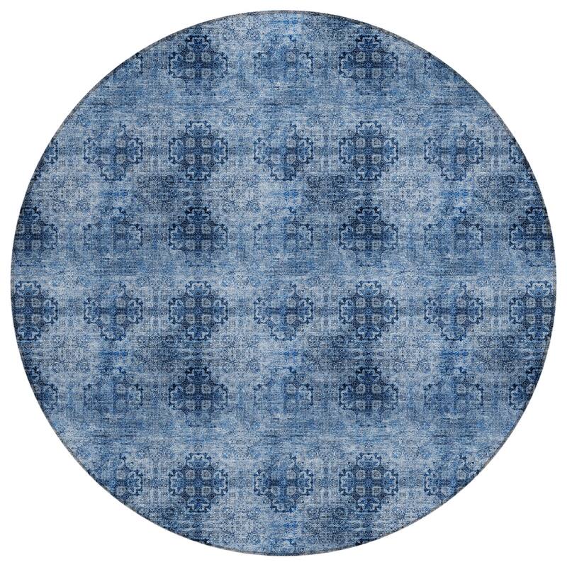 Machine Washable Indoor/ Outdoor Vintage Medallions Chantille Rug