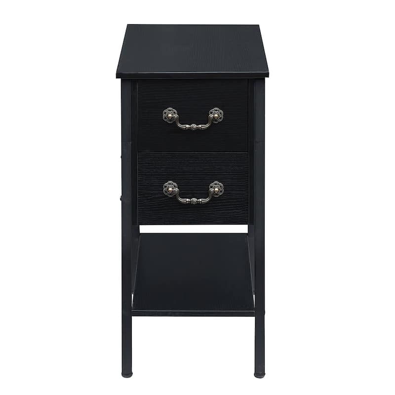 Modern Narrow Nightstand with 2-Drawer