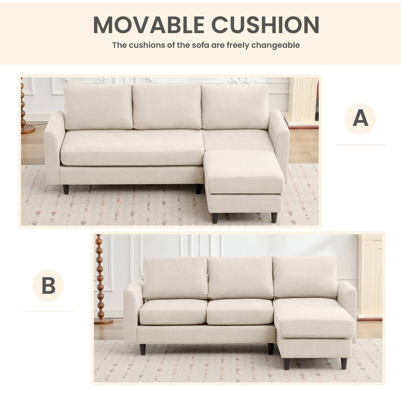 Snow Velvet Sectional Sofa