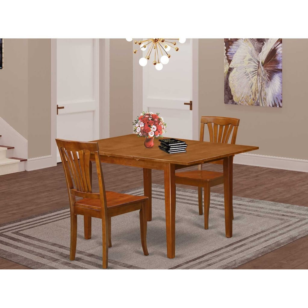 HomeStock 3-Piece Saddle Brown Finish Solid Wood Top Dining Table Set